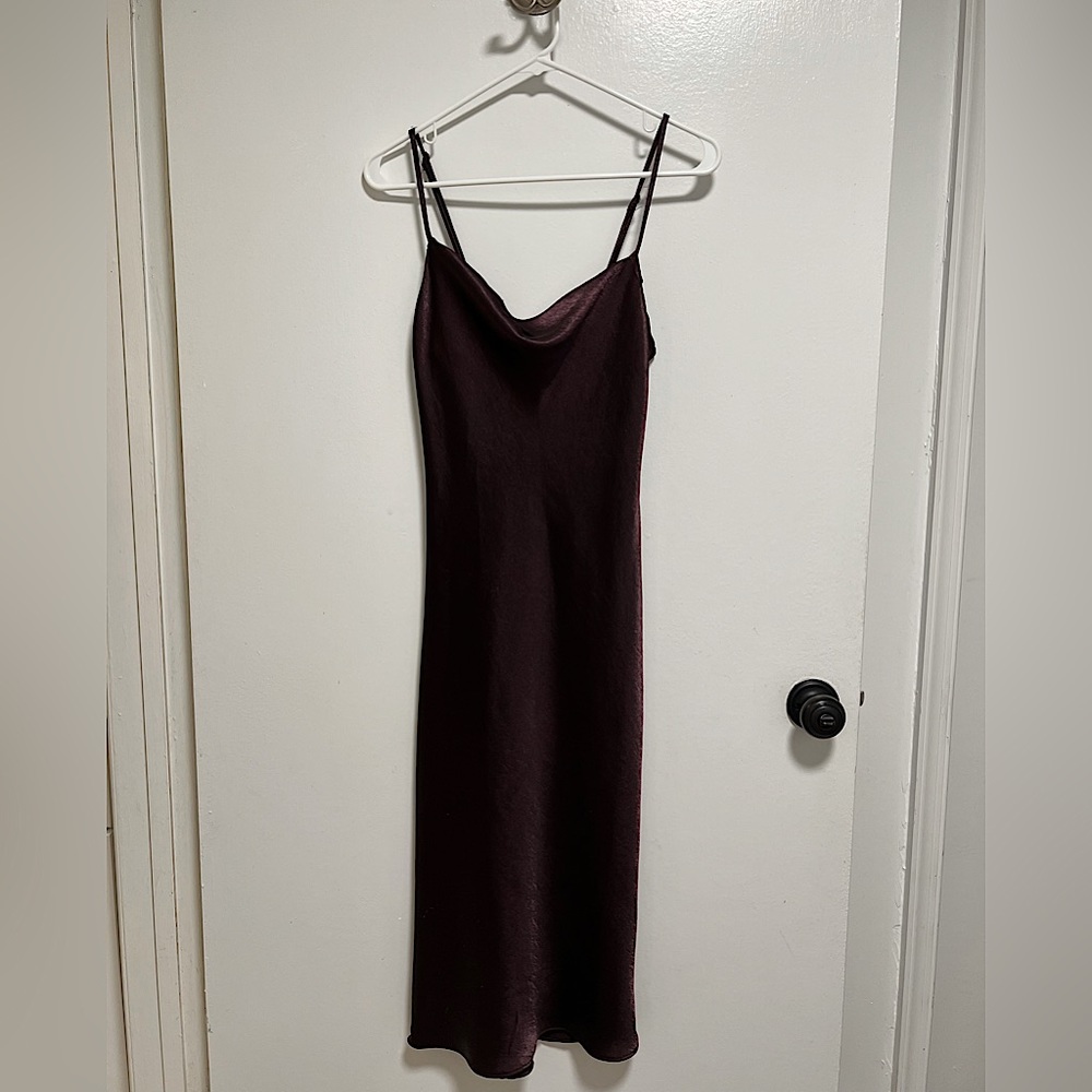 Lulu’s Satin Cowl Neck Dress with Adjustable Straps